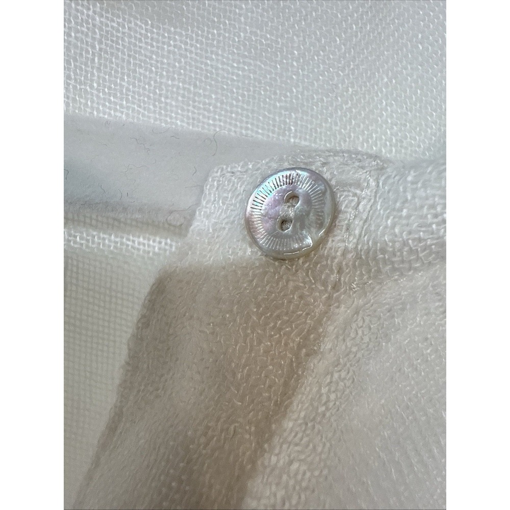 Eileen Fisher Linen Henley Blouse Top 3/4 Rolled Slv White Sheer Lightweight Art - Picture 4 of 14